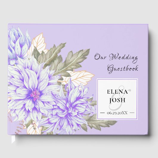 Dahlias Amethyst Wedding Guestbook Gastenboek (Voorkant)