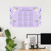 Dahlias - Amethyst Wedding Suite Seating Chart Poster (Thuiskantoor)
