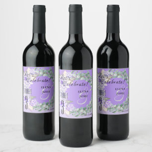 Dahlias - Amethyst Wine Label Table Numbers Wijn Etiket