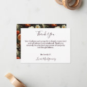 Dahlias begrafenis bloem dank u, sympathie notitiekaartje (Voorkant / Achterkant in situ)