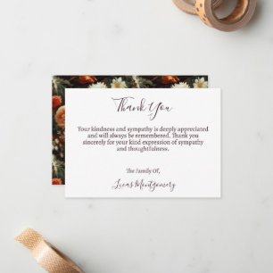 Dahlias begrafenis bloem dank u, sympathie notitiekaartje