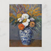 Dahlias Blauwe Witte Vaas Paul Cezanne Briefkaart (Voorkant)