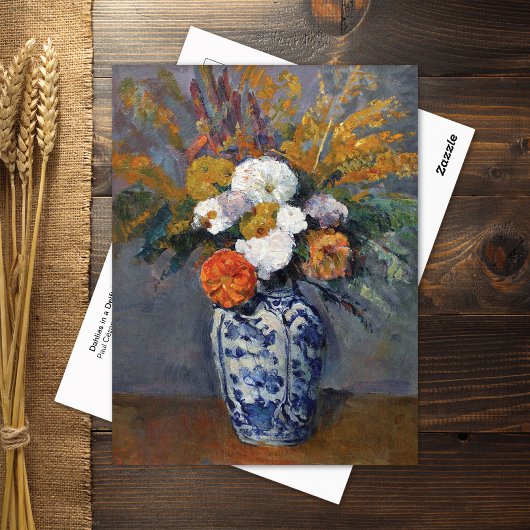 Dahlias Blauwe Witte Vaas Paul Cezanne Briefkaart