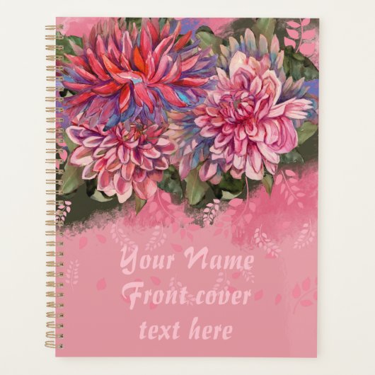 Dahlias bloemen roze aquarel planner (Voorkant)