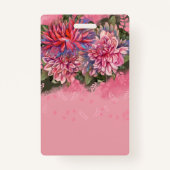 Dahlias bloemen roze waterverf badge (Achterkant)