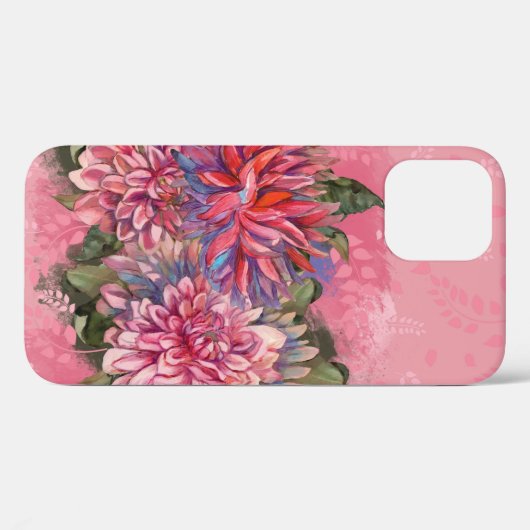 Dahlias bloemen roze waterverf Case-Mate iPhone case (Achterkant (horizontaal))