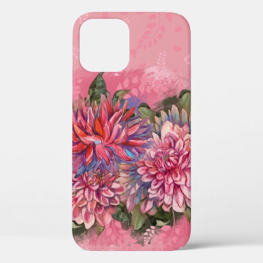 Dahlias bloemen roze waterverf Case-Mate iPhone case (Achterkant)