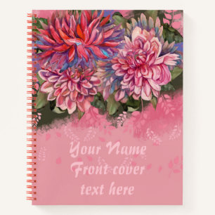 Dahlias bloemen roze waterverf notitieboek