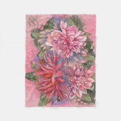 Dahlias bloemen roze waterverf patroon fleece deken (Voorkant)