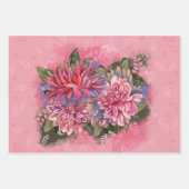 Dahlias bloemen roze waterverf patroon inpakpapier vel (Voorkant)