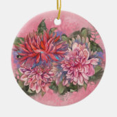 Dahlias bloemen roze waterverf patroon keramisch ornament (Voorkant)