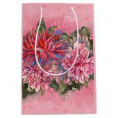 Dahlias bloemen roze waterverf patroon medium cadeauzakje (Voorkant)