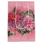 Dahlias bloemen roze waterverf patroon medium cadeauzakje (Achterkant)