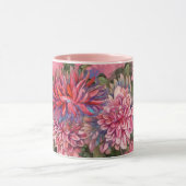 Dahlias bloemen roze waterverf patroon mok (Midden)