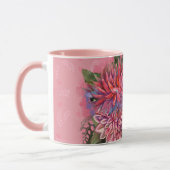 Dahlias bloemen roze waterverf patroon mok (Links)