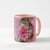 Dahlias bloemen roze waterverf patroon mok (Voorkant rechts)