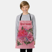 Dahlias bloemen roze waterverf patroon schort (Gedragen)