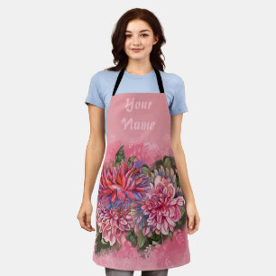 Dahlias bloemen roze waterverf schort