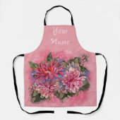 Dahlias bloemen roze waterverf schort (Voorkant)