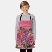 Dahlias bloemen roze waterverf schort (Gedragen)