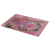 Dahlias bloemen roze waterverf snijplank (Hoek)