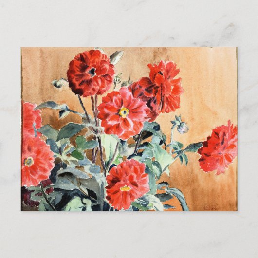 Dahlias, botanische waterverf schilderend briefkaa briefkaart (Voorkant)