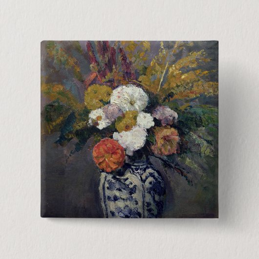 Dahlias, c.1873 vierkante button 5,1 cm (Voorkant)
