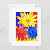 Dahlias Contrasting  Briefkaart (Voorkant / Achterkant)