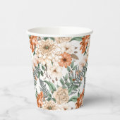 Dahlias daisy ferns greenery peach white romantic papieren bekers (Links)