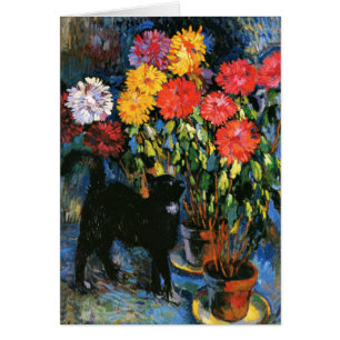 Dahlias en Black Cat, mooi kunstschilderij