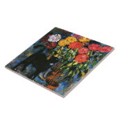 Dahlias en Black Cat, mooi kunstschilderij, Tegeltje (Zijkant)
