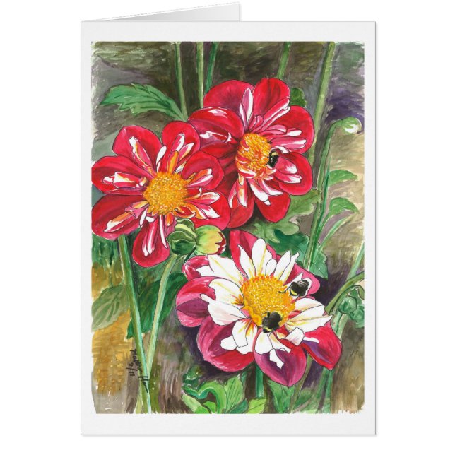 Dahlias en Bumble Bees (Voorkant)