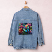 Dahlia's en iriserende blauwe groene vlinder denim jacket (Hangar)