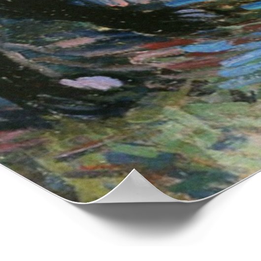 Dahlias en Zwarte Kat, schilderij als kunstdruk Poster (Hoek)