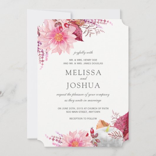  Dahlias Fall Wedding Invitations Kaart (Voorkant)