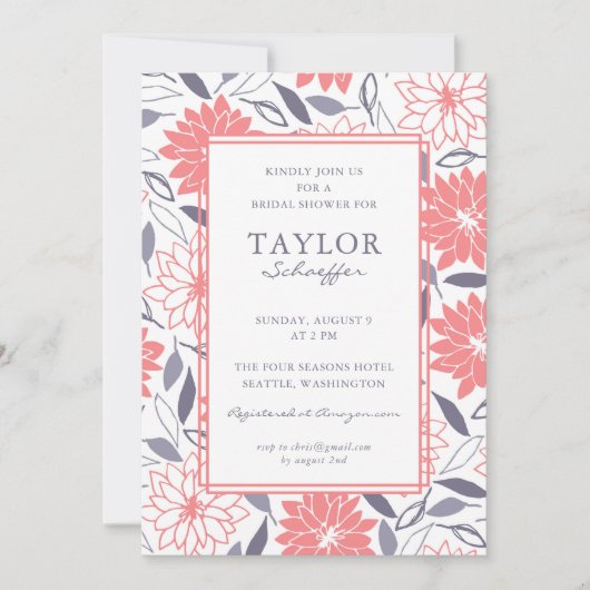 Dahlias Floral Vrijgezellenfeest Kaart (Voorkant)