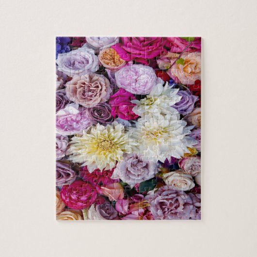 Dahlias Flowers & Rozen Jigzaag Puzzle Legpuzzel (Verticaal)