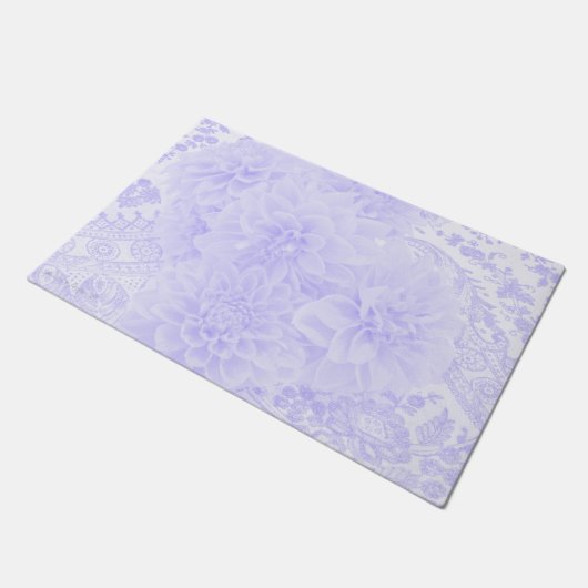 Dahlias in blauw deurmat (Schuin)