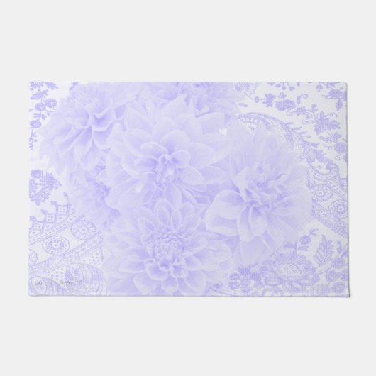 Dahlias in blauw deurmat (Voorkant)