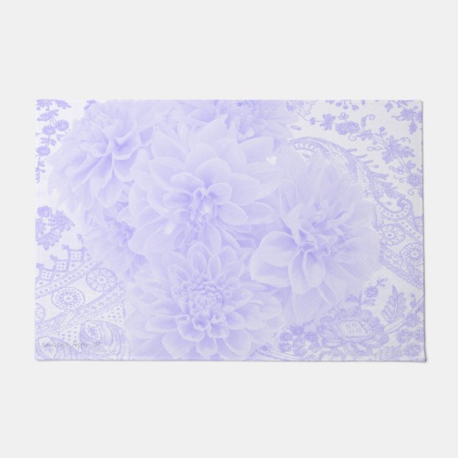 Dahlias in blauw deurmat (Voorkant)