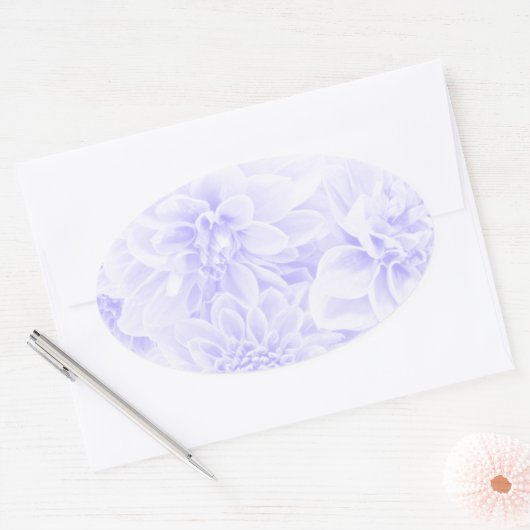 Dahlias in blauw ovale sticker (Envelop)