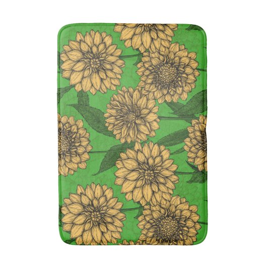 Dahlias in geel en groen badmat (Voorkant Verticaal)