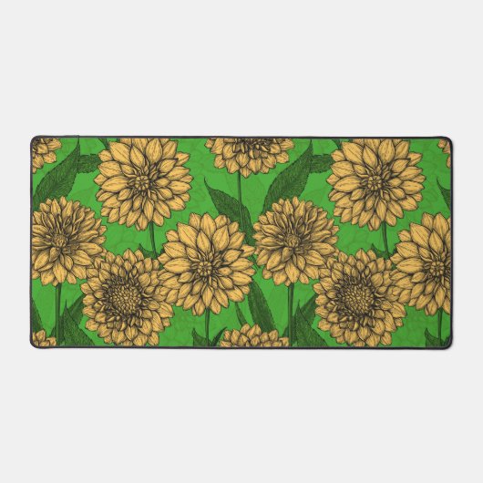 Dahlias in geel en groen bureaumat (Voorkant)