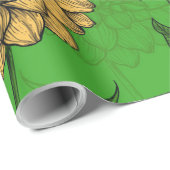 Dahlias in geel en groen cadeaupapier (Rol Hoek)