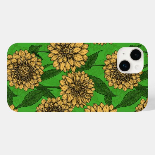 Dahlias in geel en groen Case-Mate iPhone case (Achterkant (horizontaal))