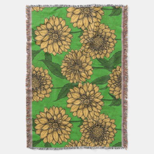 Dahlias in geel en groen deken (Voorkant Verticaal)