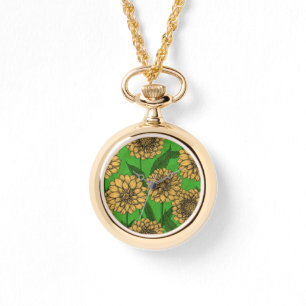 Dahlias in geel en groen horloge