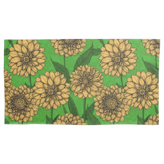 Dahlias in geel en groen kussensloop (Voorkant-Links)