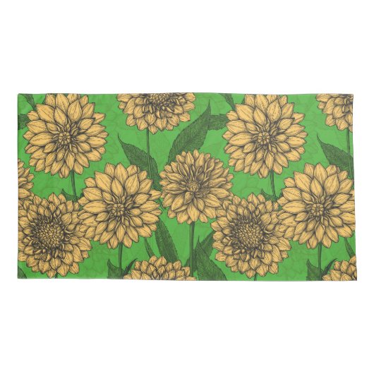 Dahlias in geel en groen kussensloop (Achterkant-Links)