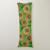 Dahlias in geel en groen lichaamskussen (Voorkant Verticaal)